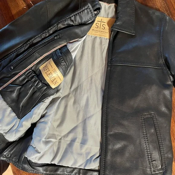 STS Black Leather Jacket size XS